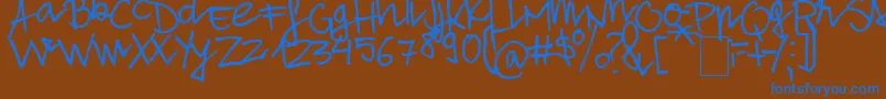 AloneStrand-Schriftart – Blaue Schriften auf braunem Hintergrund