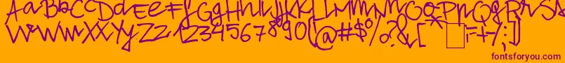 AloneStrand-Schriftart – Violette Schriften auf orangefarbenem Hintergrund
