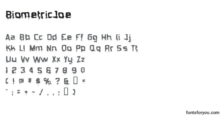 Fuente BiometricJoe - alfabeto, números, caracteres especiales