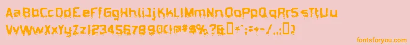 BiometricJoe-Schriftart – Orangefarbene Schriften auf rosa Hintergrund