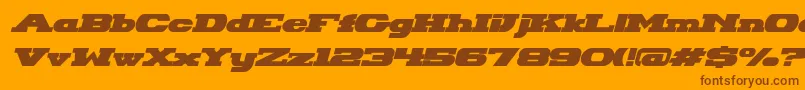 HackneyBlockItalic-Schriftart – Braune Schriften auf orangefarbenem Hintergrund