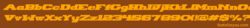 HackneyBlockItalic-Schriftart – Orangefarbene Schriften auf braunem Hintergrund