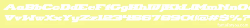 Fonte HackneyBlockItalic – fontes brancas em um fundo amarelo