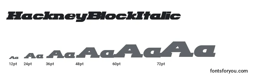 Размеры шрифта HackneyBlockItalic