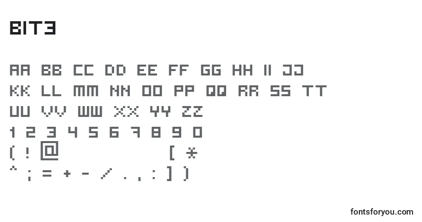 Czcionka Bit3 – alfabet, cyfry, specjalne znaki