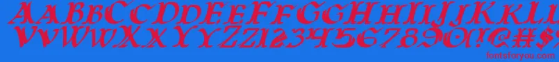 Warasgardi-Schriftart – Rote Schriften auf blauem Hintergrund