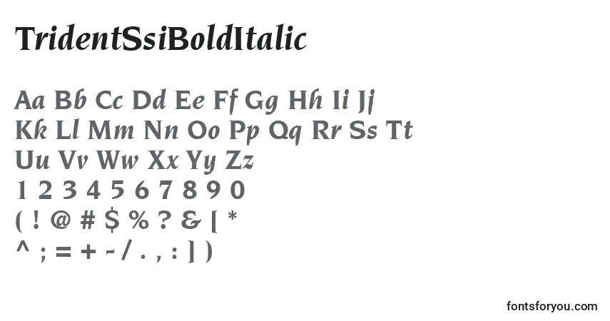 Шрифт TridentSsiBoldItalic – алфавит, цифры, специальные символы
