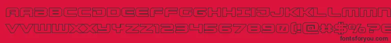 Gunshipout-Schriftart – Schwarze Schriften auf rotem Hintergrund