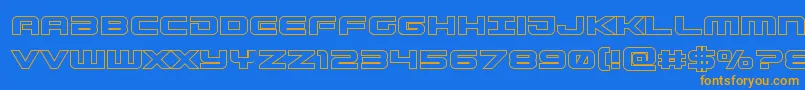 Saiba mais sobre a fonte Gunshipout Fonte Gunshipout – fontes laranjas em um fundo azul