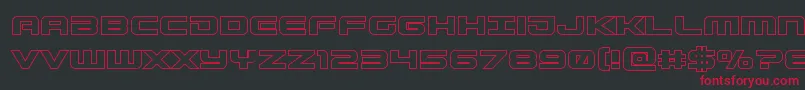 Czcionka Gunshipout – czerwone czcionki na czarnym tle