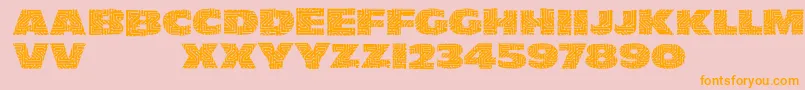 Leiterplattensans-Schriftart – Orangefarbene Schriften auf rosa Hintergrund