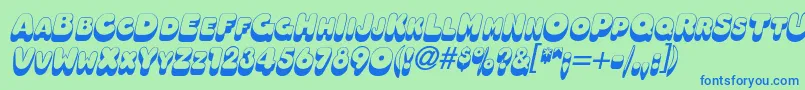 OleadashadowscapssskBolditalic Font – Blue Fonts on Green Background