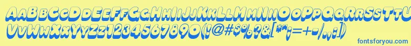 OleadashadowscapssskBolditalic Font – Blue Fonts on Yellow Background