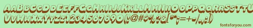 OleadashadowscapssskBolditalic-fontti – ruskeat fontit vihreällä taustalla