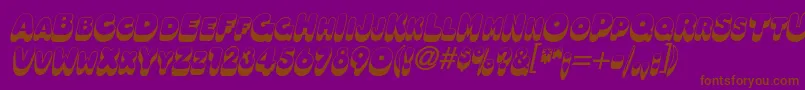 OleadashadowscapssskBolditalic-Schriftart – Braune Schriften auf violettem Hintergrund