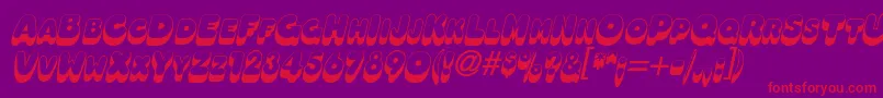 OleadashadowscapssskBolditalic-fontti – punaiset fontit violetilla taustalla