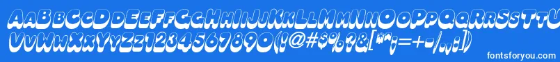 OleadashadowscapssskBolditalic-Schriftart – Weiße Schriften auf blauem Hintergrund