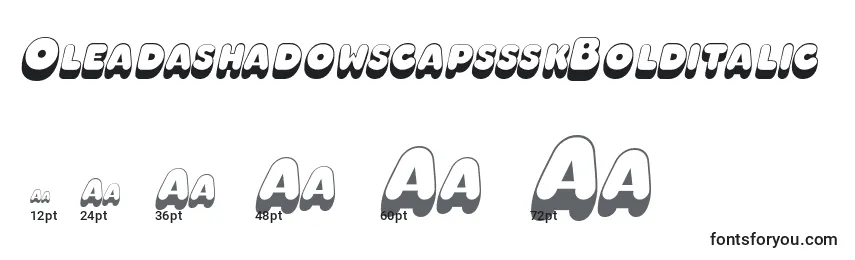 OleadashadowscapssskBolditalic Font Sizes