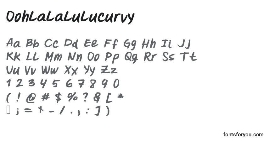 Czcionka Oohlalalulucurvy – alfabet, cyfry, specjalne znaki
