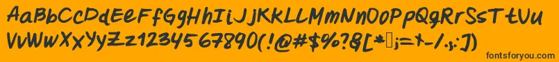 Fonte Oohlalalulucurvy – fontes pretas em um fundo laranja