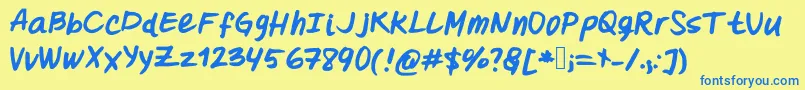 Weitere Informationen zur Oohlalalulucurvy-Schriftart Oohlalalulucurvy-Schriftart – Blaue Schriften auf gelbem Hintergrund