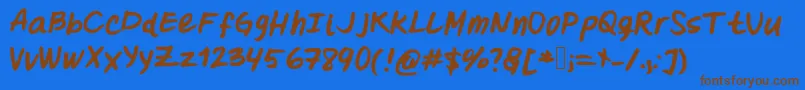 Oohlalalulucurvy-Schriftart – Braune Schriften auf blauem Hintergrund