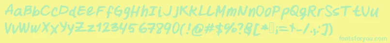 Oohlalalulucurvy-Schriftart – Grüne Schriften auf gelbem Hintergrund