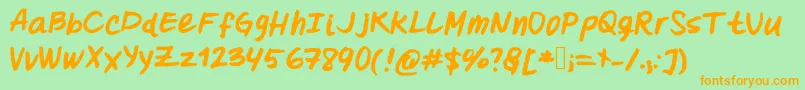 Oohlalalulucurvy-Schriftart – Orangefarbene Schriften auf grünem Hintergrund