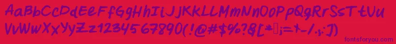 Czcionka Oohlalalulucurvy – fioletowe czcionki na czerwonym tle