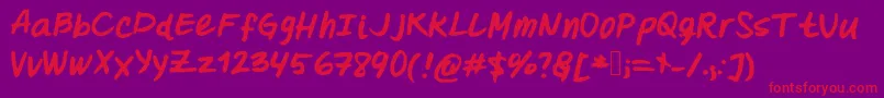 Oohlalalulucurvy-Schriftart – Rote Schriften auf violettem Hintergrund