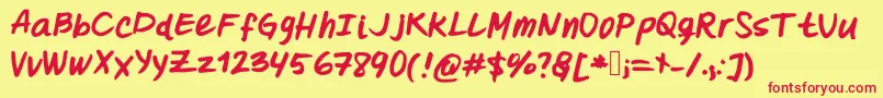 フォントOohlalalulucurvy – 赤い文字の黄色い背景