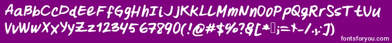 Oohlalalulucurvy-Schriftart – Weiße Schriften auf violettem Hintergrund