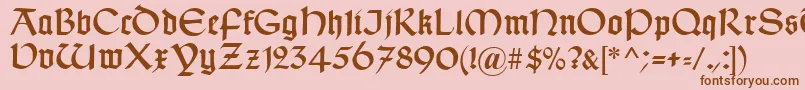 Fonte TypographerUncialgotisch – fontes marrons em um fundo rosa