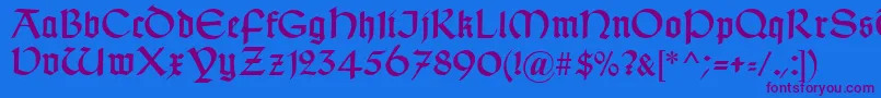 fuente TypographerUncialgotisch – Fuentes Moradas Sobre Fondo Azul