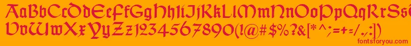 TypographerUncialgotisch Font – Red Fonts on Orange Background