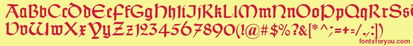 More about TypographerUncialgotisch Font TypographerUncialgotisch Font – Red Fonts on Yellow Background
