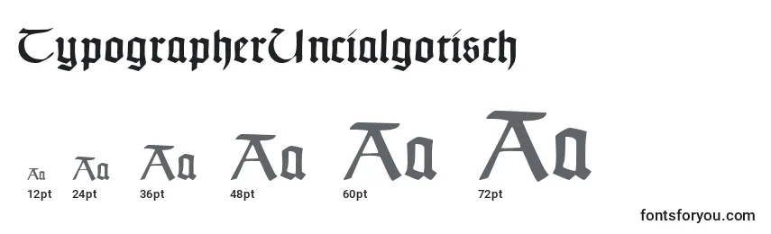 TypographerUncialgotisch-fontin koot