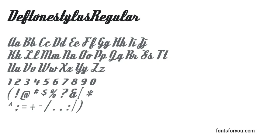 Schriftart DeftonestylusRegular – Alphabet, Zahlen, spezielle Symbole