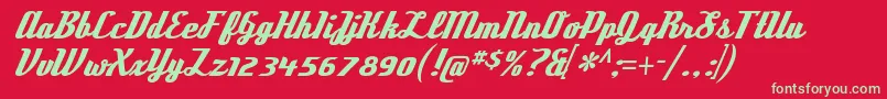 DeftonestylusRegular Font – Green Fonts on Red Background