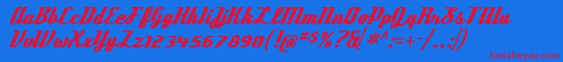 DeftonestylusRegular Font – Red Fonts on Blue Background