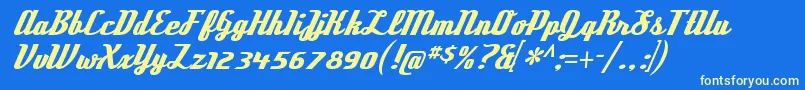 DeftonestylusRegular Font – Yellow Fonts on Blue Background