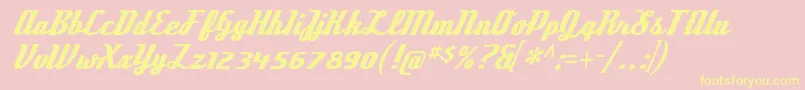 DeftonestylusRegular-Schriftart – Gelbe Schriften auf rosa Hintergrund