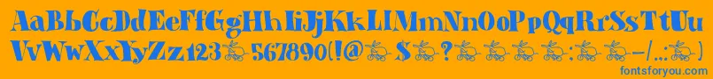 DkAardvarkDreams Font – Blue Fonts on Orange Background