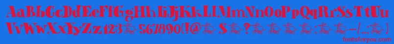 DkAardvarkDreams Font – Red Fonts on Blue Background