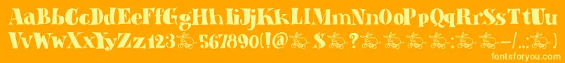 DkAardvarkDreams-fontti – keltaiset fontit oranssilla taustalla