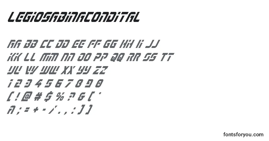 Fuente Legiosabinacondital - alfabeto, números, caracteres especiales