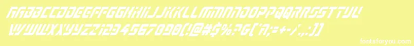 Legiosabinacondital-Schriftart – Weiße Schriften auf gelbem Hintergrund