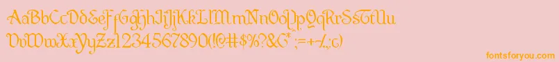 Quillswordlight-Schriftart – Orangefarbene Schriften auf rosa Hintergrund