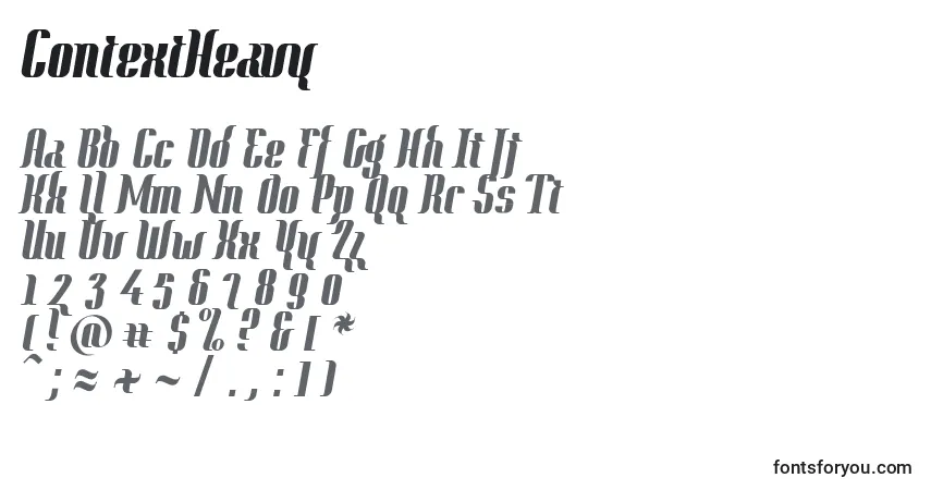A fonte ContextHeavy – alfabeto, números, caracteres especiais