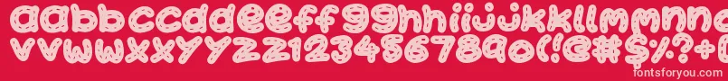 KawaiiStitch Font – Pink Fonts on Red Background